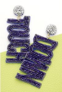 Touchdown Purple Football Earrings