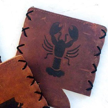 Leather Can Cooler Koozie - Crawfish