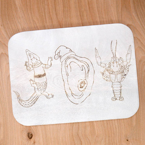 Cajun Joy Serving Board   Antique White  10.5x14