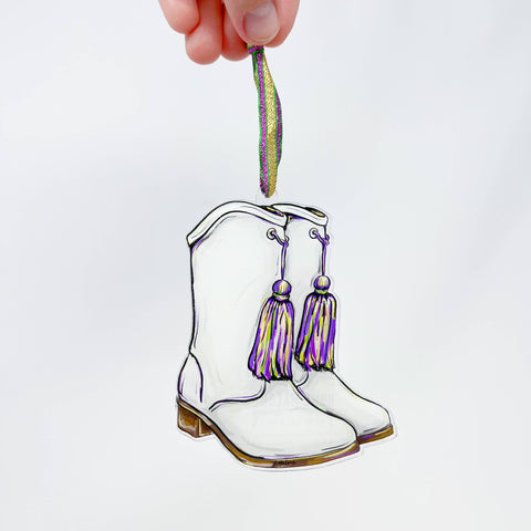 Majorette Marching Boots Mardi Gras Ornament