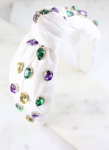 Mardi Gras Gemstone Headbandc WHITE