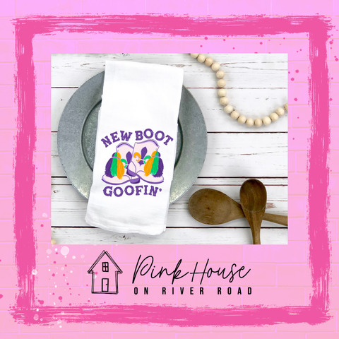 New Boot Goofin Mardi Gras Dish Towel