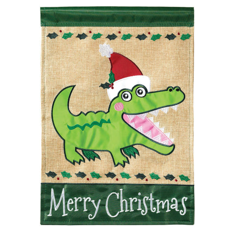 Merry Christmas Gator Garden Flag