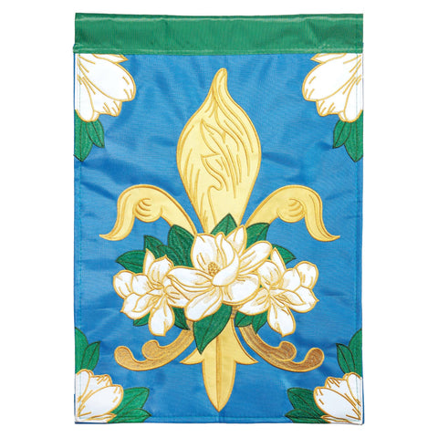 MAGNOLIA FLEUR DE LIS APPLIQUE GARDEN FLAG