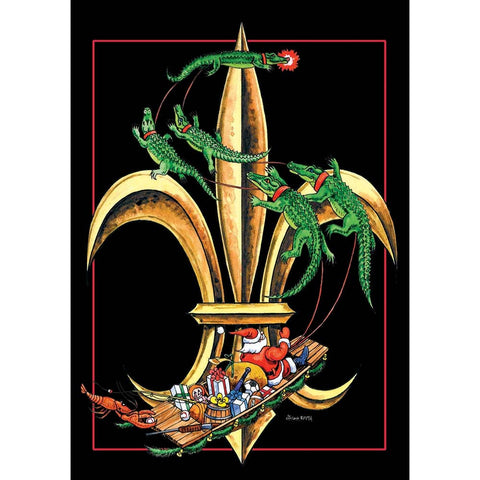 Large Santa With Fleur De Lis Garden Flag