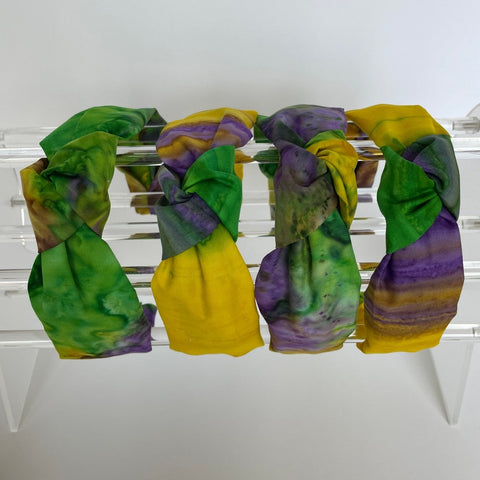 Mardi Gras Purple Green Gold Tie Dye Knot Headband